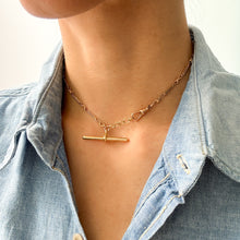 Load image into Gallery viewer, Antique 9K Rose Gold Lover's Knot and Fetter-Link Watch Chain with 18K Yellow Gold T-Bar