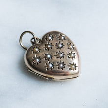 Load image into Gallery viewer, Antique Star Set Pearls Heart Locket