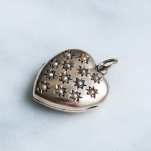 Load image into Gallery viewer, Antique Star Set Pearls Heart Locket