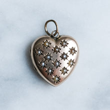 Load image into Gallery viewer, Antique Star Set Pearls Heart Locket