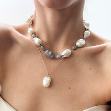 Load image into Gallery viewer, Vintage 18K Yellow Gold Baroque Freshwater Pearl Diamond Necklace