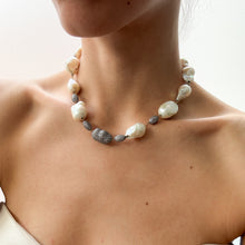 Load image into Gallery viewer, Vintage 18K Yellow Gold Baroque Freshwater Pearl Diamond Necklace