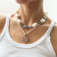 Load image into Gallery viewer, Georgian 10K Rose Gold and Pearl Halo Crystal Locket Pendant