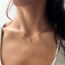 Load image into Gallery viewer, Vintage 14K White Gold Curb-Link Chain with a Transitional-Cut Diamond Solitaire Pendant