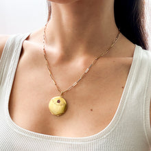 Load image into Gallery viewer, Antique Art Nouveau Locket with Red Paste/Glass Forget Me Not Flower