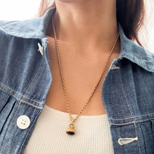 Load image into Gallery viewer, Antique Floral Chased Cabochon Garnet Fob Pendant