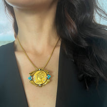 Load image into Gallery viewer, Vintage 14K Yellow Gold Opal and Diamonds Portrait Pendant Brooch