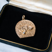 Load image into Gallery viewer, Art Deco Era 14K Rose Gold Dog Portrait Locket with Ivy Leaves
