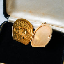 Load image into Gallery viewer, Art Deco Era 14K Rose Gold Dog Portrait Locket with Ivy Leaves