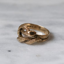 Load image into Gallery viewer, Vintage 9K Rose Gold Double Snake Ring Size US 7.25 / UK O