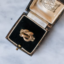 Load image into Gallery viewer, Vintage 9K Rose Gold Double Snake Ring Size US 7.25 / UK O