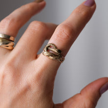 Load image into Gallery viewer, Vintage 9K Rose Gold Double Snake Ring Size US 7.25 / UK O
