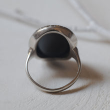 Load image into Gallery viewer, Art Deco 14K White Gold Onyx Ring Size US 3.75 / UK H