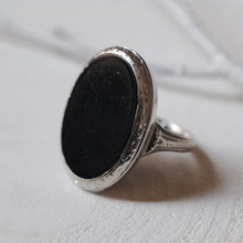 Load image into Gallery viewer, Art Deco 14K White Gold Onyx Ring Size US 3.75 / UK H