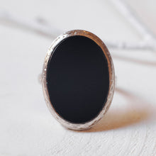 Load image into Gallery viewer, Art Deco 14K White Gold Onyx Ring Size US 3.75 / UK H