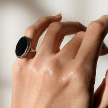 Load image into Gallery viewer, Art Deco 14K White Gold Onyx Ring Size US 3.75 / UK H