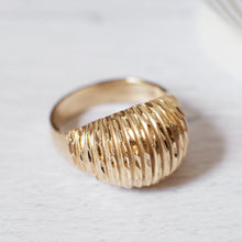 Load image into Gallery viewer, 14K Yellow Gold Etched Dome Bombé Ring in size UK N+ / US 7.5