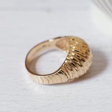 Load image into Gallery viewer, 14K Yellow Gold Etched Dome Bombé Ring in size UK N+ / US 7.5