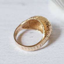 Load image into Gallery viewer, 14K Yellow Gold Etched Dome Bombé Ring in size UK N+ / US 7.5