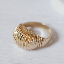 Load image into Gallery viewer, 14K Yellow Gold Etched Dome Bombé Ring in size UK N+ / US 7.5