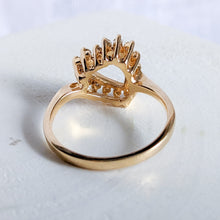 Load image into Gallery viewer, 14K Yellow Gold Open-Work Heart Diamond Halo Ring in Size US 6 / UK L