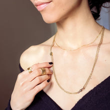 Load image into Gallery viewer, Antique 48 Inch 14K Yellow Gold Long Guard Rope Twist Chain with Slider and 8K Yellow Gold Dog Clip