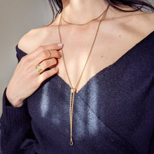 Load image into Gallery viewer, Antique 48 Inch 14K Yellow Gold Long Guard Rope Twist Chain with Slider and 8K Yellow Gold Dog Clip