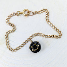 Load image into Gallery viewer, 6.5 inch | 16.5 cm 18k Rose Gold Dainty Curb-Link Black Smiley Bracelet