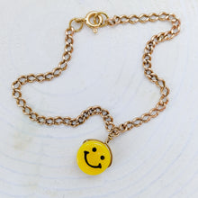 Load image into Gallery viewer, 6.5 inch | 16.5 cm 18k Rose Gold Dainty Curb-Link Yellow Smiley Bracelet