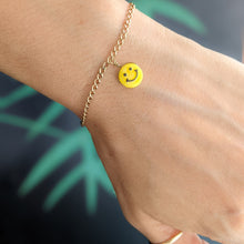 Load image into Gallery viewer, 6.5 inch | 16.5 cm 18k Rose Gold Dainty Curb-Link Yellow Smiley Bracelet