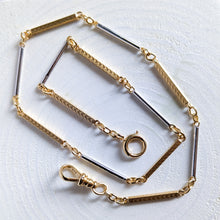 Load image into Gallery viewer, Reserved for GB: 14K Yellow and White Gold 15.25 inch Bar-link Watch Chain - Layaway 3 of 3