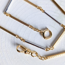 Load image into Gallery viewer, Reserved for GB: 14K Yellow and White Gold 15.25 inch Bar-link Watch Chain - Layaway 3 of 3