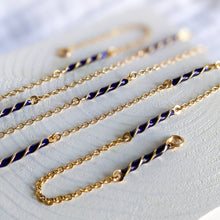 Load image into Gallery viewer, 28 inch 14K Yellow Gold Blue Enamel Spiral and Cable-Link Chain