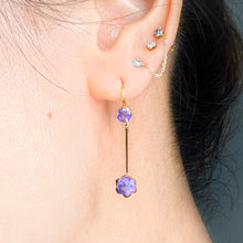 Load image into Gallery viewer, Antique 14K Yellow Gold Amethyst Drop Earrings