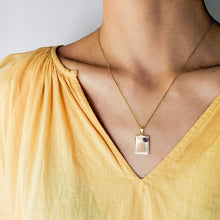 Load image into Gallery viewer, 14K Yellow Gold Engine-Turned Sapphire Sunrise Pendant