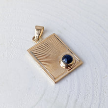 Load image into Gallery viewer, 14K Yellow Gold Engine-Turned Sapphire Sunset Pendant