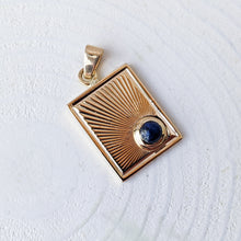 Load image into Gallery viewer, 14K Yellow Gold Engine-Turned Sapphire Sunset Pendant