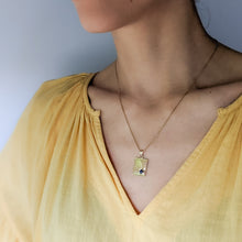 Load image into Gallery viewer, 14K Yellow Gold Engine-Turned Sapphire Sunset Pendant