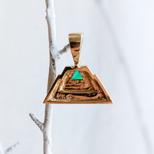 Load image into Gallery viewer, 14K Yellow Gold Triangular Synthetic Emerald Pendant