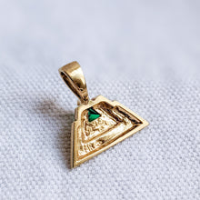 Load image into Gallery viewer, 14K Yellow Gold Triangular Synthetic Emerald Pendant