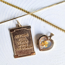 Load image into Gallery viewer, Vintage 14K Yellow Gold Qu'hier Que Demain Merrin Pendant