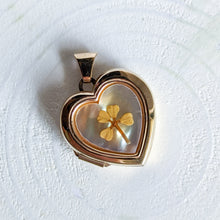 Load image into Gallery viewer, 9K Yellow Gold Heart Shaped Four Leaf Clover Locket