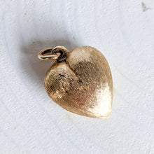 Load image into Gallery viewer, Brushed 14K Yellow Gold Diamond Puffy Heart Charm / Pendant