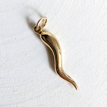 Load image into Gallery viewer, 14K Yellow Gold Cornicello Italian Horn Charm Pendant