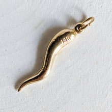 Load image into Gallery viewer, 14K Yellow Gold Cornicello Italian Horn Charm Pendant