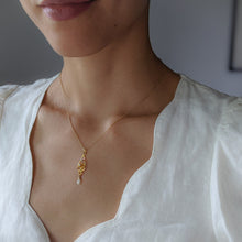 Load image into Gallery viewer, 10K Yellow Gold Ostby & Barton Diamond and Pearl Drop Pendant