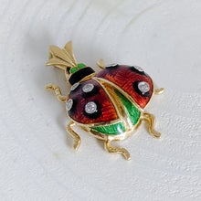 Load image into Gallery viewer, 18K Yellow Gold Enamel Diamond Ladybird Pendant