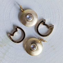Load image into Gallery viewer, 18K Yellow Gold Eye of the Cat Mid-Century Diamond Charm Enhancer