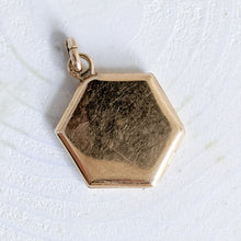 Load image into Gallery viewer, 14K Yellow Gold Hexagon Engine Turned Sapphire Locket