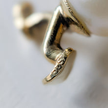 Load image into Gallery viewer, Vintage 14K Yellow Gold Enamel Pearl Toadstool Mushroom Figurine Pendant